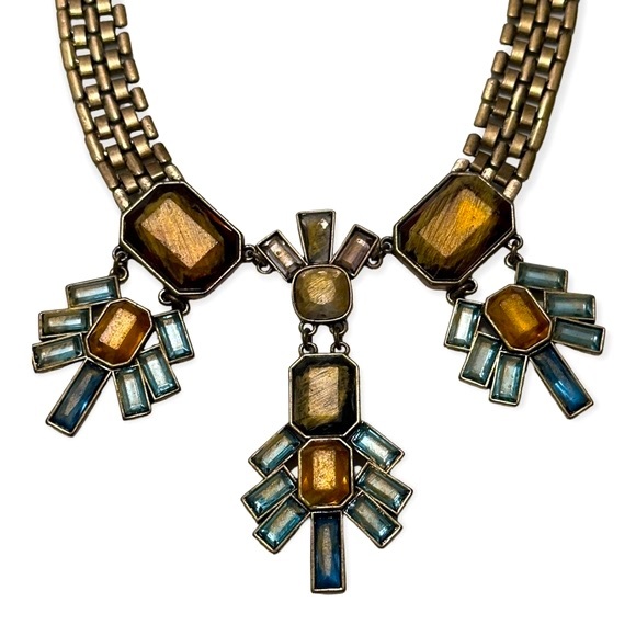 SAM EDELMAN Gold Tone Necklace With Multi Color Stones - Picture 2 of 5